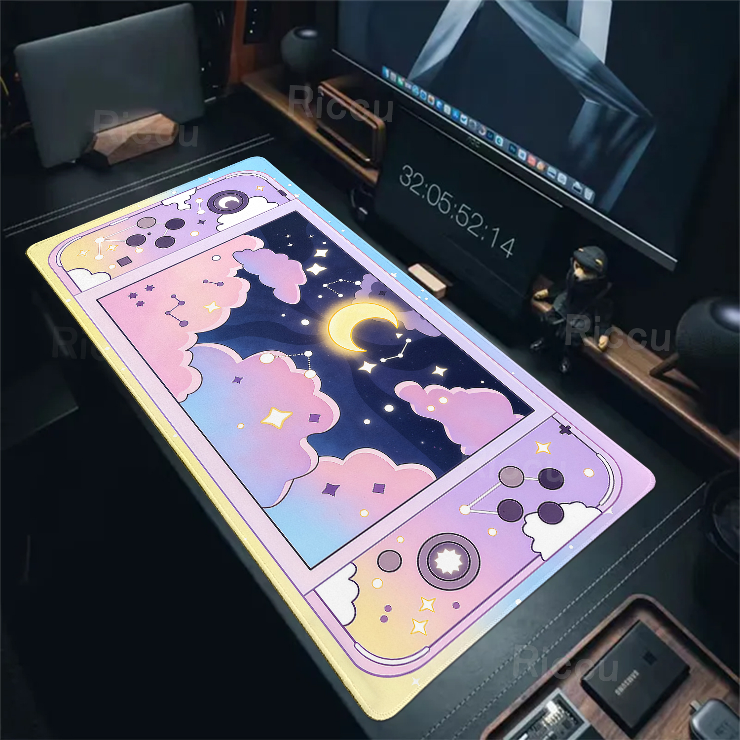 Gaming Console Cloud - Stars Moon Mousepad Gaming Console Desk