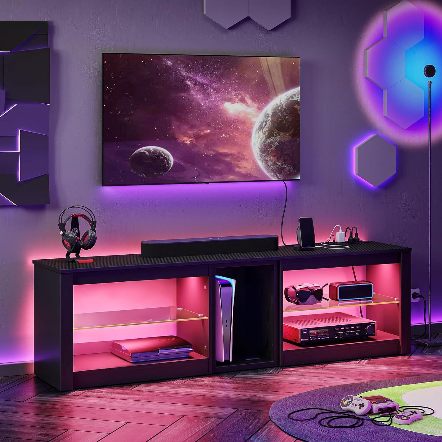 70in LED TV Stand with Power O – Gaming Console And Tv Bewertung und Preis