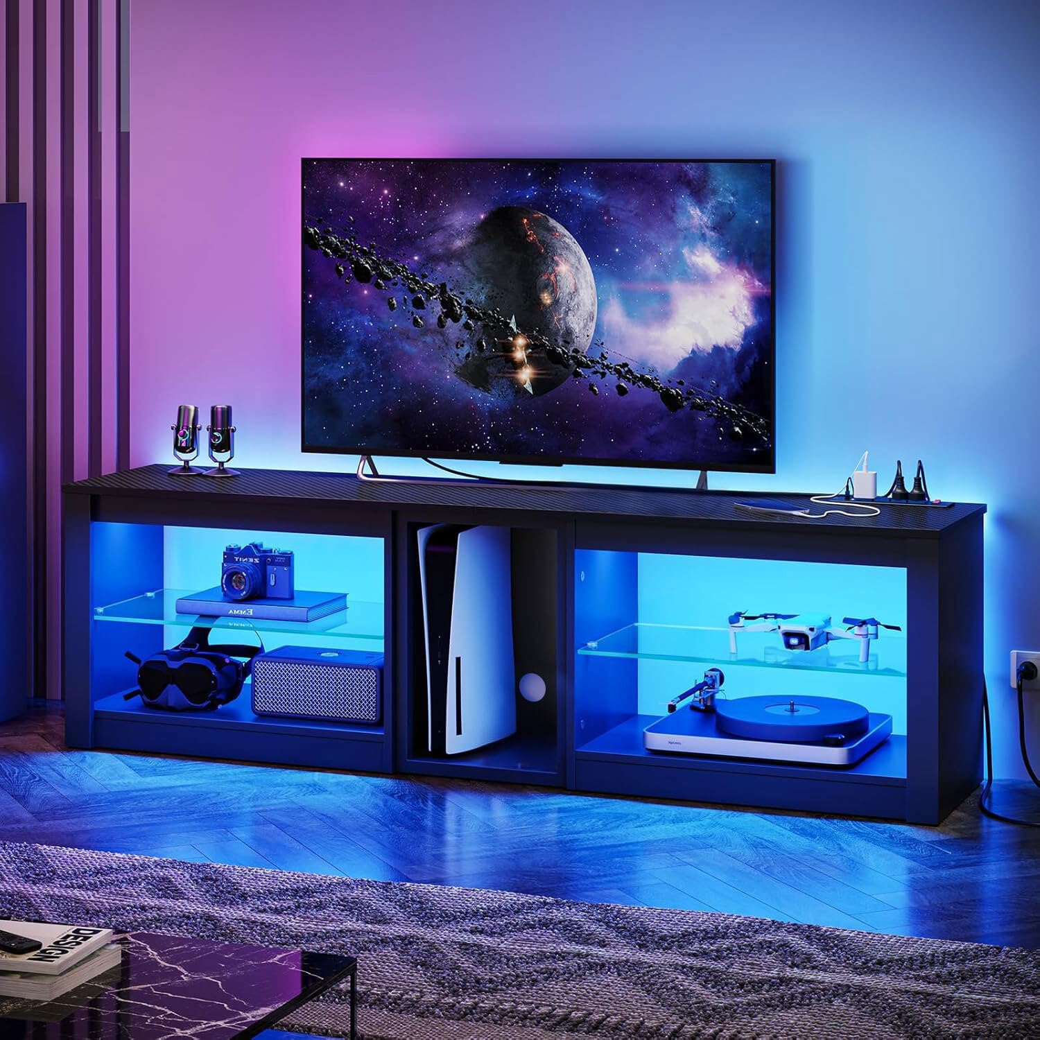 70in LED TV Stand with Power O – Gaming Console And Tv Bewertung und Preis