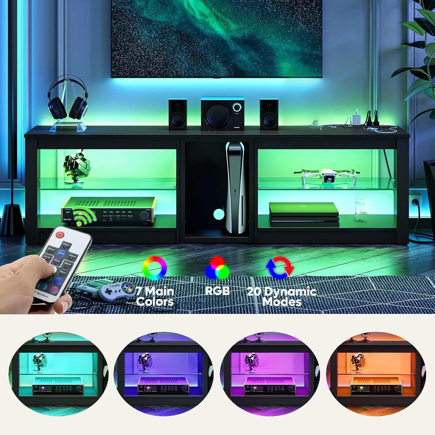 70in LED TV Stand with Power O – Gaming Console And Tv Bewertung und Preis